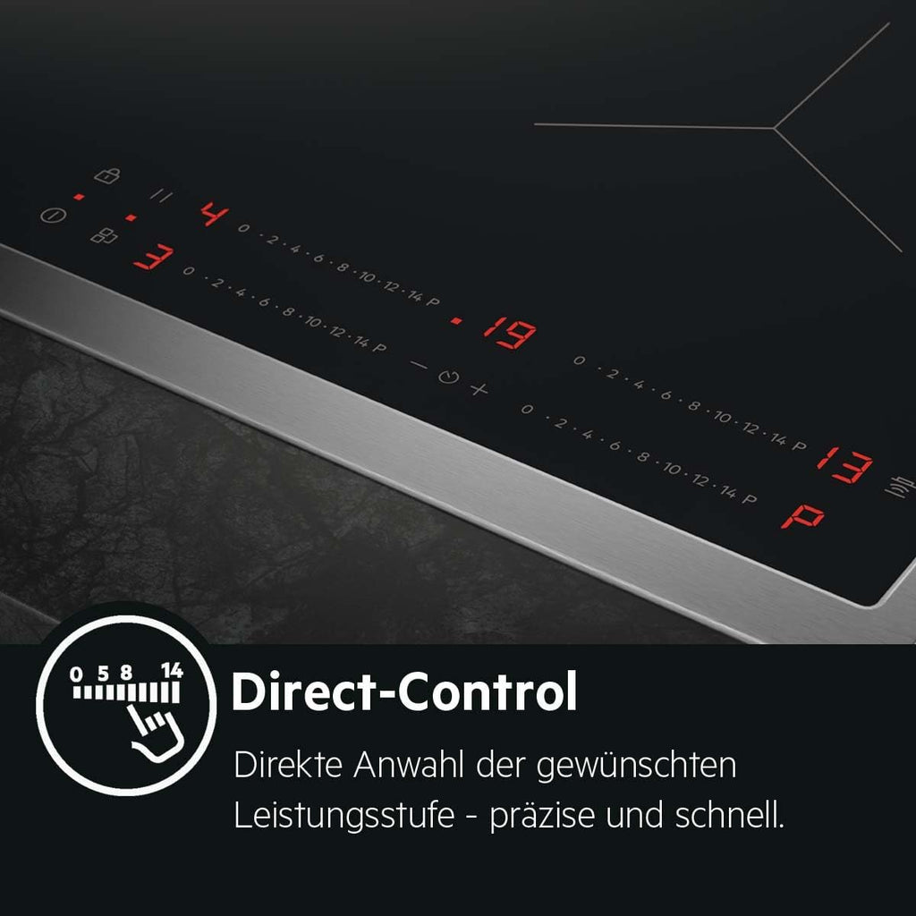 AEG Induktionskochfeld autark 60cm – 4 Flex-Kochzonen mit Powerfunktion für schnelleres Kochen – 14 Stufen – SuperFlat Rahmen – Timer – Touch-Bedienung – kompatibel mit Haubenautomatik – TO64IA0AXB