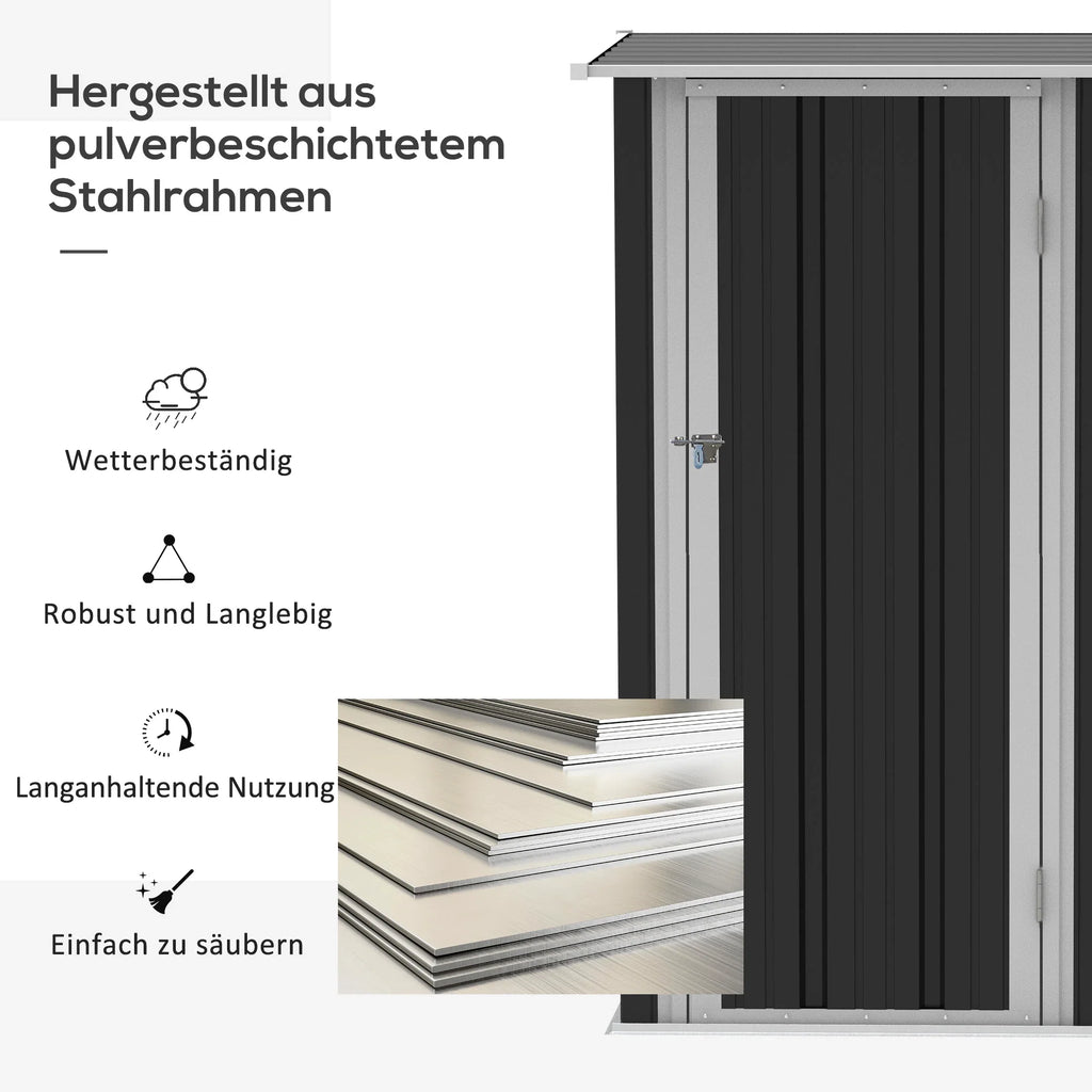 Outsunny Casetta per Attrezzi 142×84×189 cm Acciaio Grigio Scuro