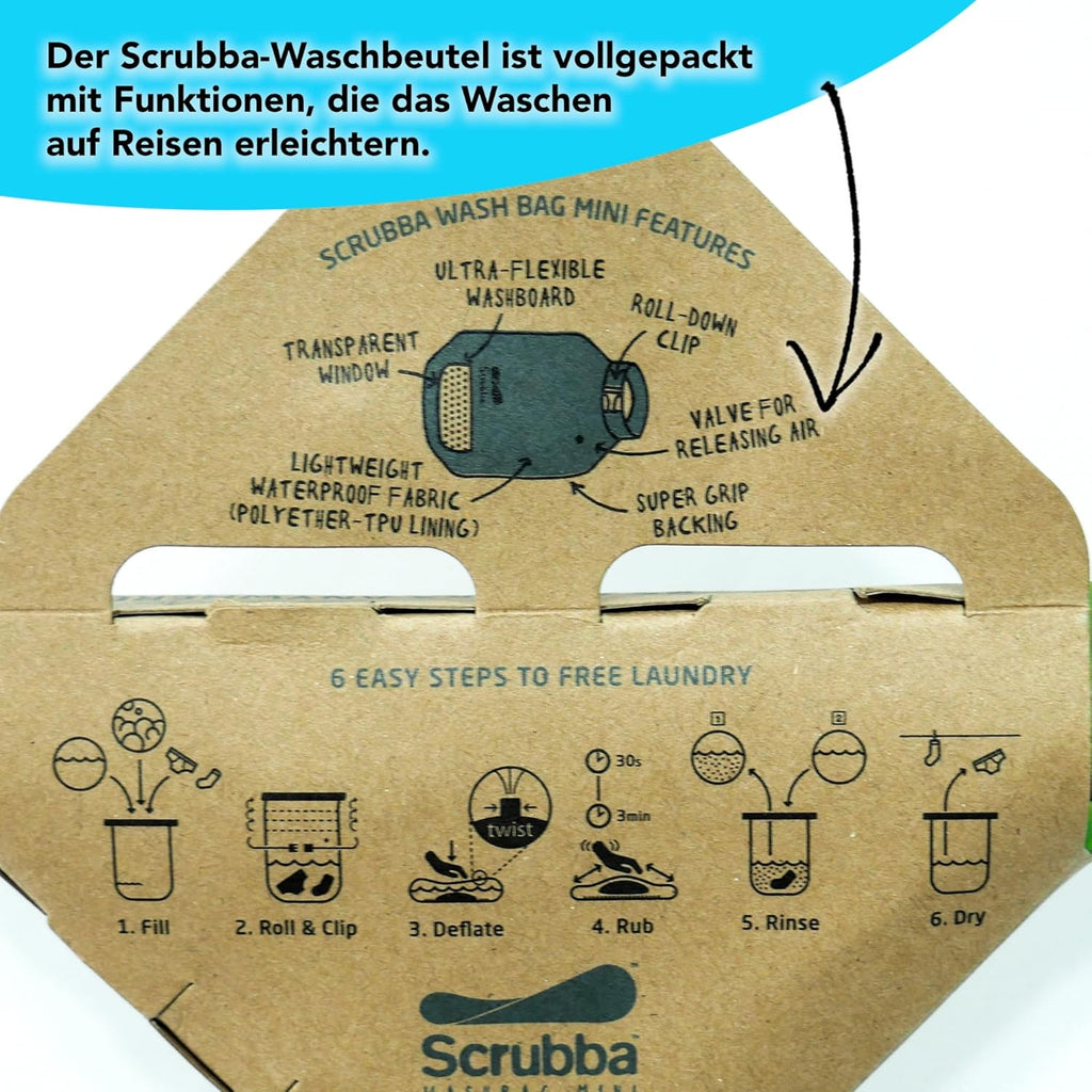 Scrubba Toplader Wash Bag 2.0 - Lavatrice portatile da campeggio - Borsa per il lavaggio e sacca da bucato, Verde