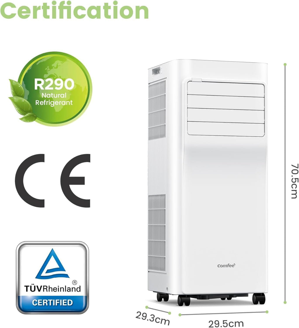 Comfee Condizionatore Portatile Easy Cool 2.0, 7000 BTU 2,0kW, Raffreddamento&Ventilazione&Deumidificazione, Adatto per Ambienti fino a 68m³(25㎡), Controllo tramite APP/Alexa/Google Home/IFTTT, Climatizzatore Portatile con Tubo di Scarico