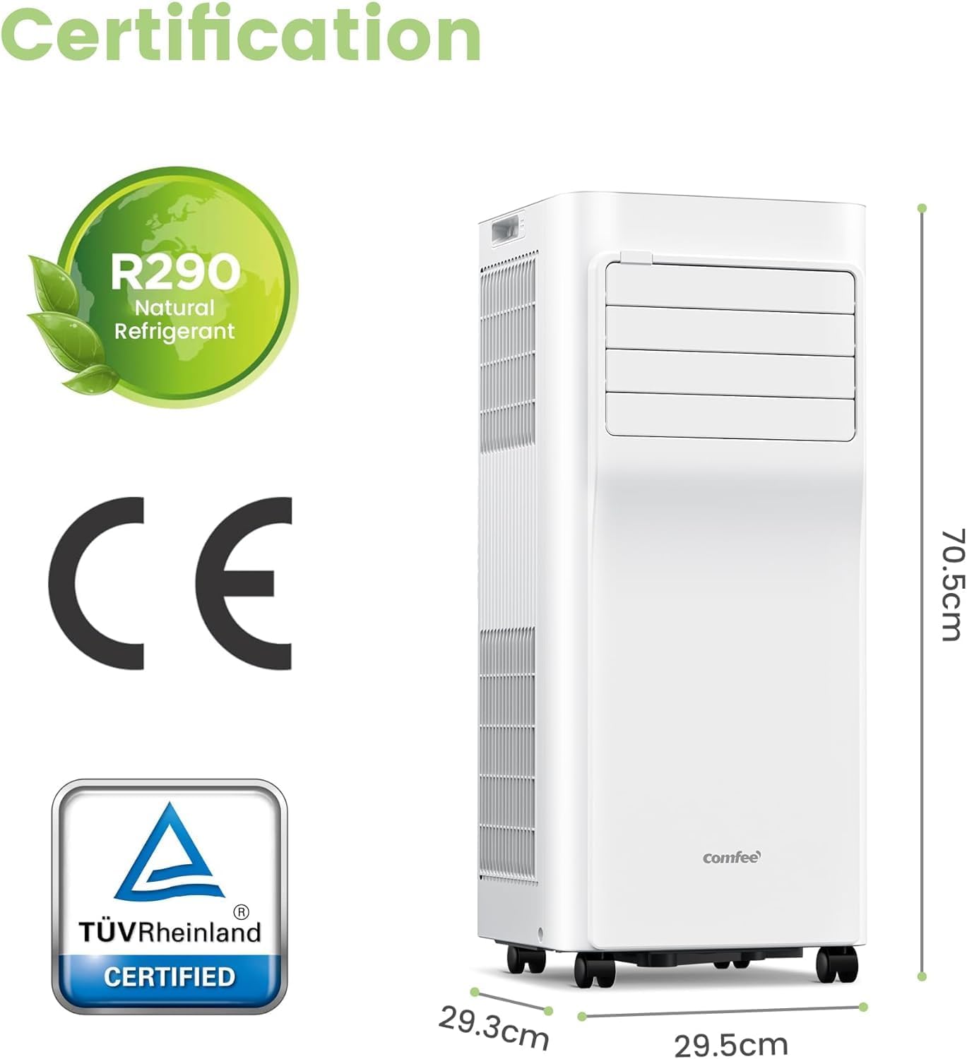 Comfee Condizionatore Portatile Easy Cool 2.0, 7000 BTU 2,0kW, Raffreddamento&Ventilazione&Deumidificazione, Adatto per Ambienti fino a 68m³(25㎡), Controllo tramite APP/Alexa/Google Home/IFTTT, Climatizzatore Portatile con Tubo di Scarico