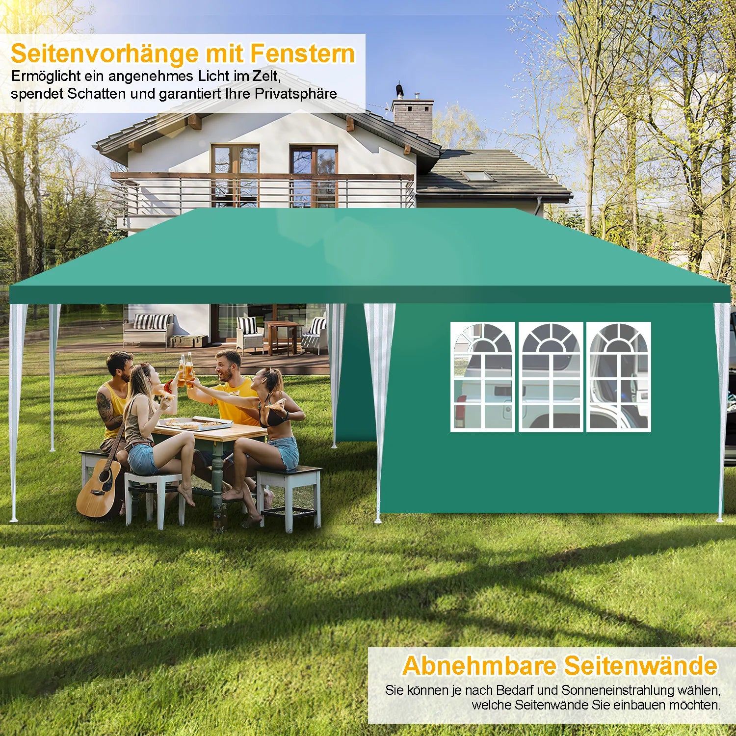 Sonnewelt Padiglione 3x6m Gazebo Impermeabile con Pareti Laterali
