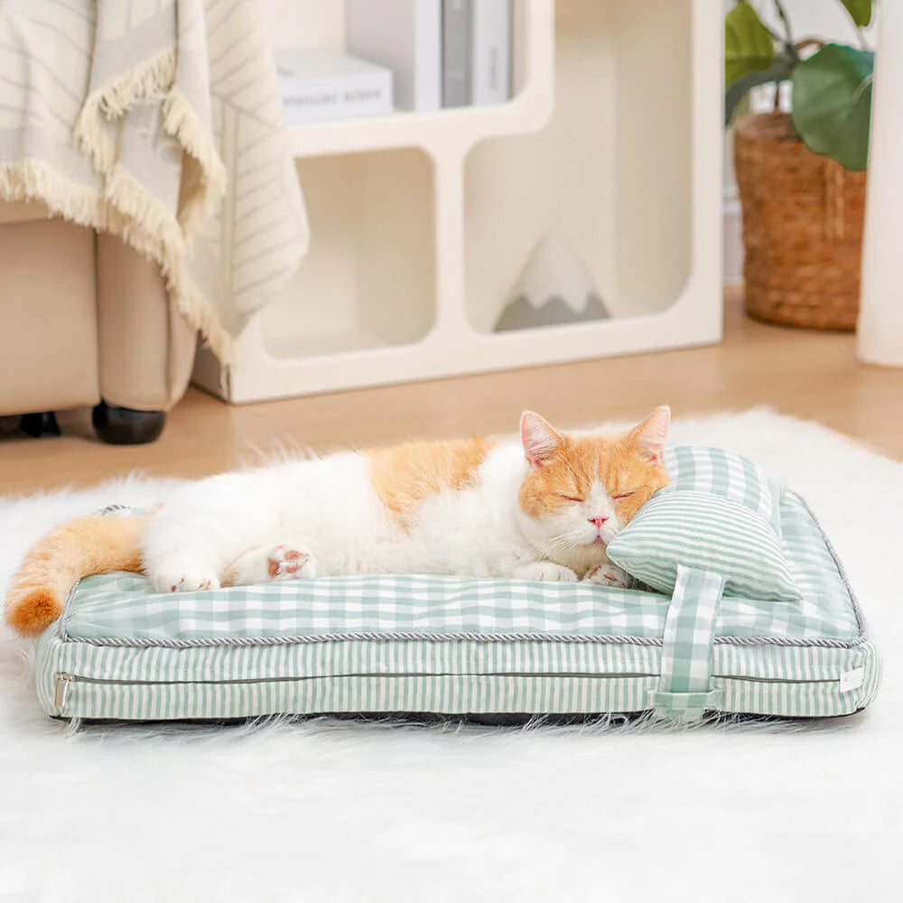 PetComfort – Waschbares Bett für Hunde und Katzen mit Karokissen
