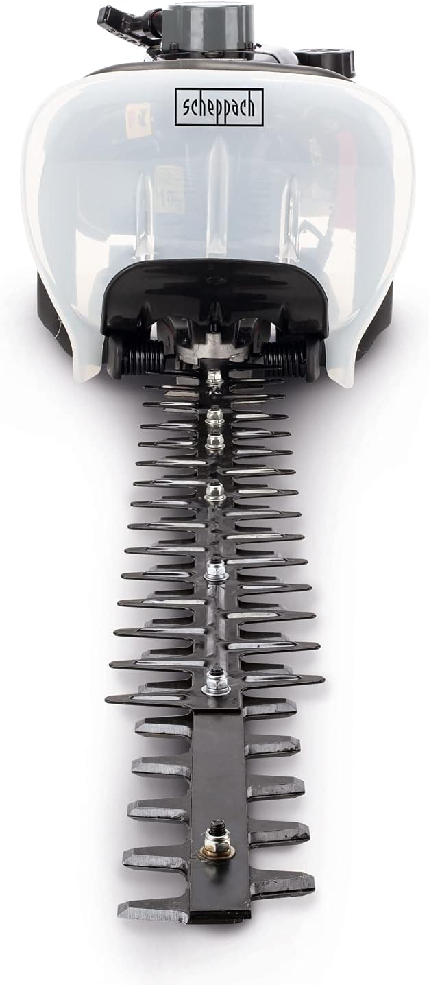Scheppach Benzin Heckenschere HTH250/240P (1,0 PS, Schnittlänge: 600mm, Schnitt- Ø: 27mm, 180° drehbarer Handgriff mit Vibrationsschutz, Schnellstop-Bremsfunktion)+
