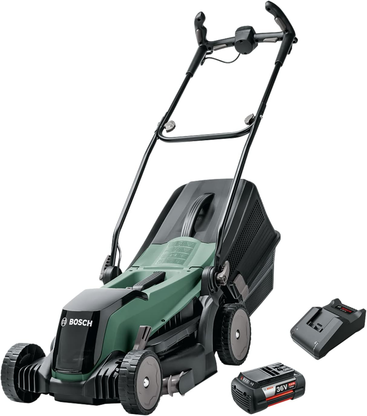 Bosch Home and Garden 06008B9B01 Bosch Tosaerba EasyRotak 36-550 (senza batteria, 36 Volt, larghezza di taglio: 38 cm, superfici prato fino a 550 m², in scatola di cartone)
