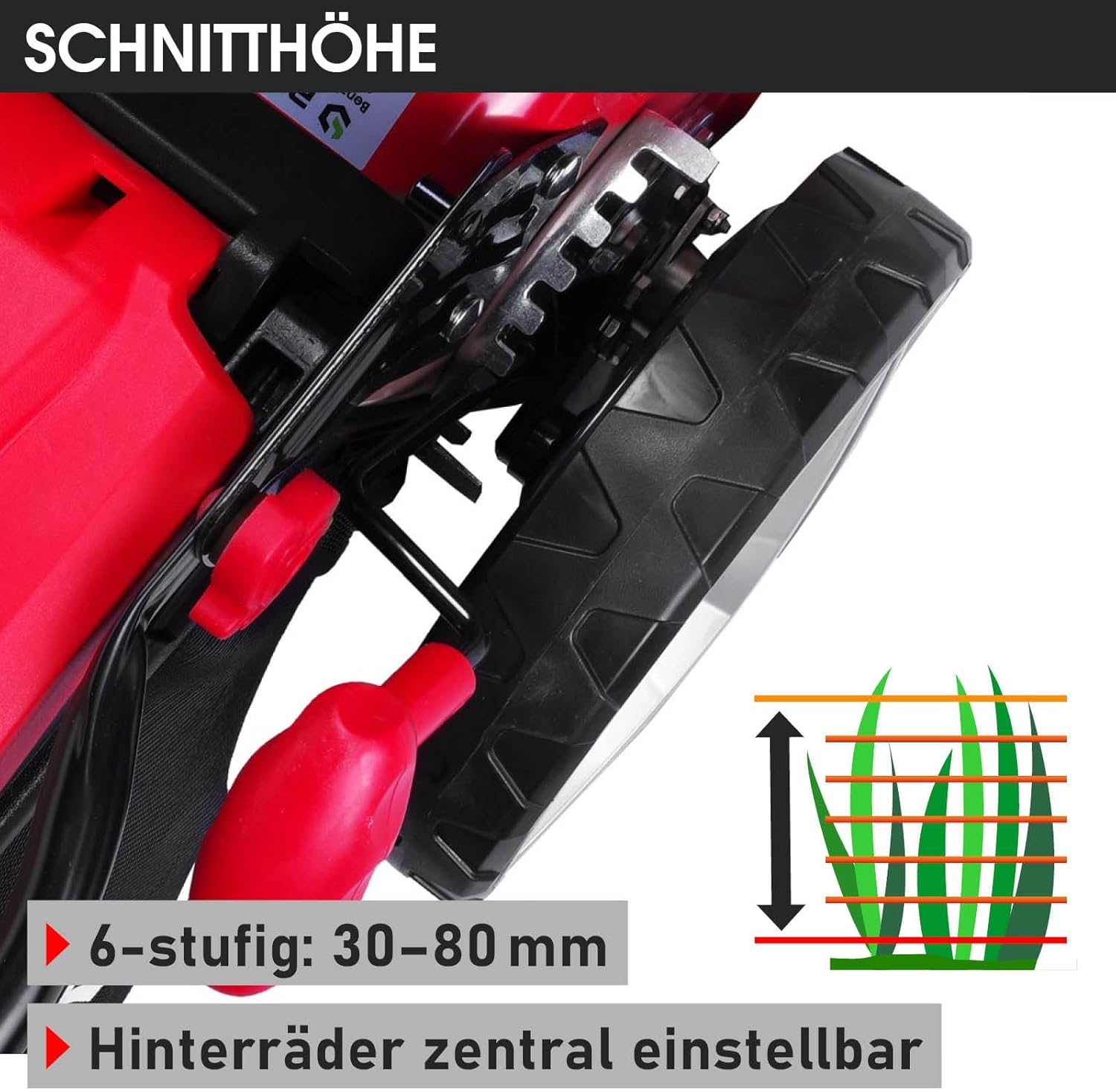 BRAST® Benzin Rasenmäher mit Antrieb | 3,5kW (4,76PS)-5,2kW(7PS) | 46-51cm Schnittbreite | viele Modelle | TÜV | 4 Takt OHV Motor | 30-80mm Schnitthöhe | 60L Fangkorb | Stahlgehäuse | RED LINE 7PS