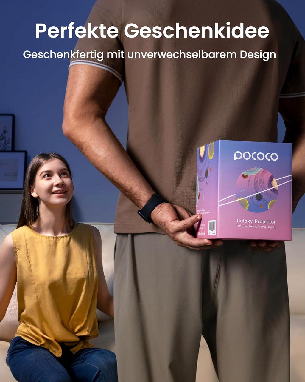 POCOCO Healing Vibes Geschenkbox, Sternenhimmel Projektor Kinder und Erwachsene, Sternenprojektor, Planetarium als Geschenk, Dekoration, Einschlafhilfe und Entspannung - mit 10 Scheiben und Spieluhr