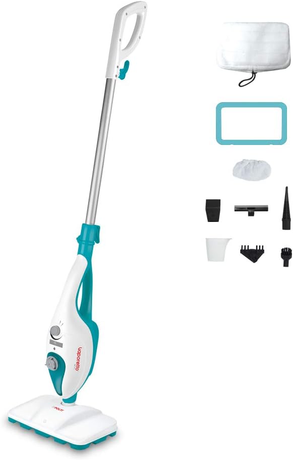 Polti PTEU0292 Vaporetto SV240 Scopa a vapore con pulitore a vapore integrato, uccide ed elimina il 99,9%* di virus, germi e batteri, Bianco/Verde