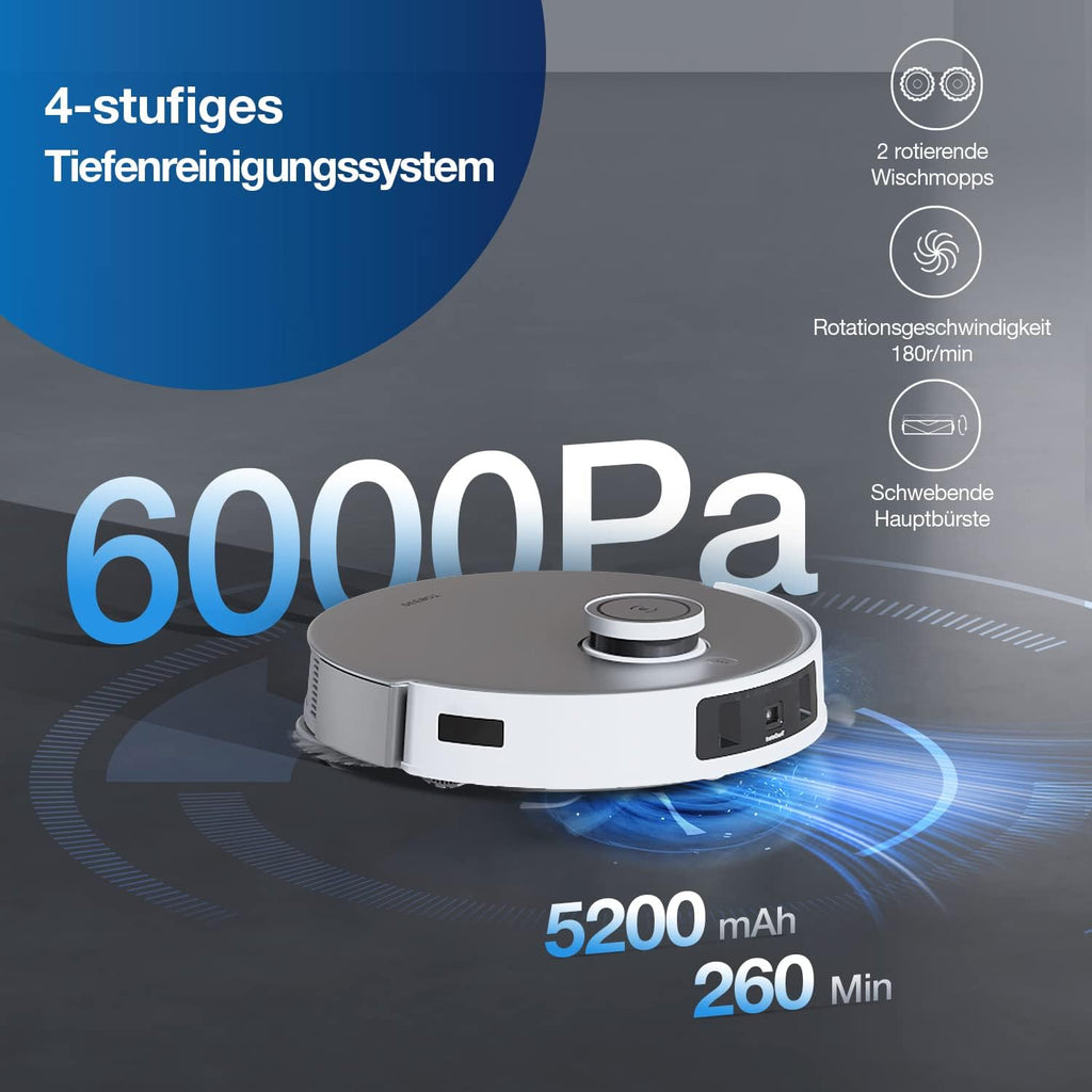 ECOVACS DEEBOT T30S Combo Robot aspirapolvere con funzione di lavaggio e aspirapolvere portatile a batteria, stazione di pulizia tutto in uno, 11000Pa, tecnologia ZeroTangle, pulizia dei bordi TruEdge, lavaggio del mop con acqua calda