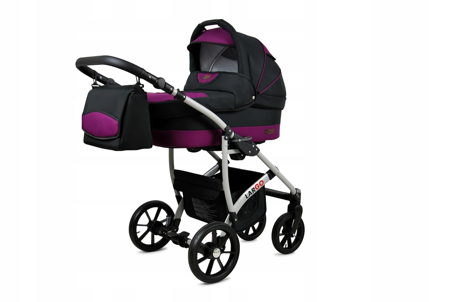 BabyLux Largo 2-in-1 Baby Kinderwagen Tief und Kinderwagen mit Zubehör Verstellbar und faltbar Aluminiumkonstruktion Wasserdicht Nicht abnehmbare Räder Brown Cream White Frame