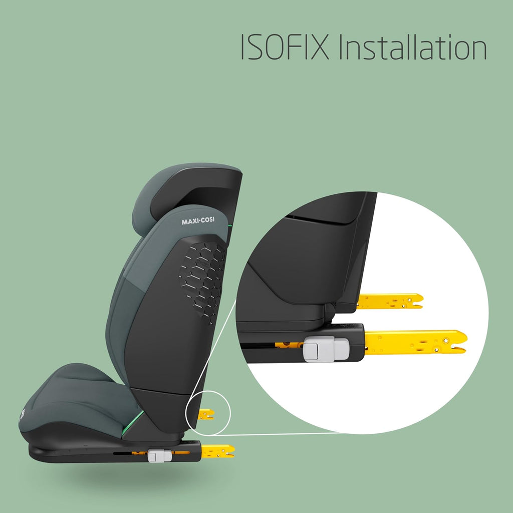 Maxi-Cosi RodiFix S i-Size Kindersitz, 100–150 cm, 3,5–12 Jahre, Autositz Kinder, 3 Liegepositionen, Verstellbare Höhe/Breite, G-CELL Side Impact Protection, AirProtect-Sicherheitskissen, Basic Black
