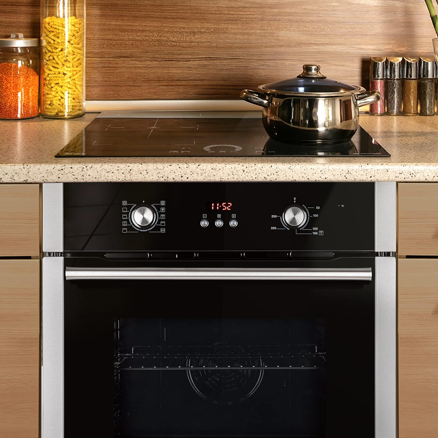 KKT KOLBE Autarkes Herdset | 60cm Einbaubackofen BO8805SS | 59cm Induktionskochfeld IH85900RL | Grill | Heißluft | Automatik-Timer | 2-fach Wärmeschutzverglasung | Kindersicherung | SET8805IH859RL
