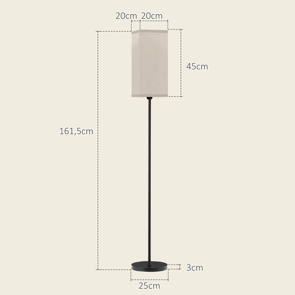 HOMCOM Lampada da Terra con Interruttore a Pedale e Paralume Effetto Lino