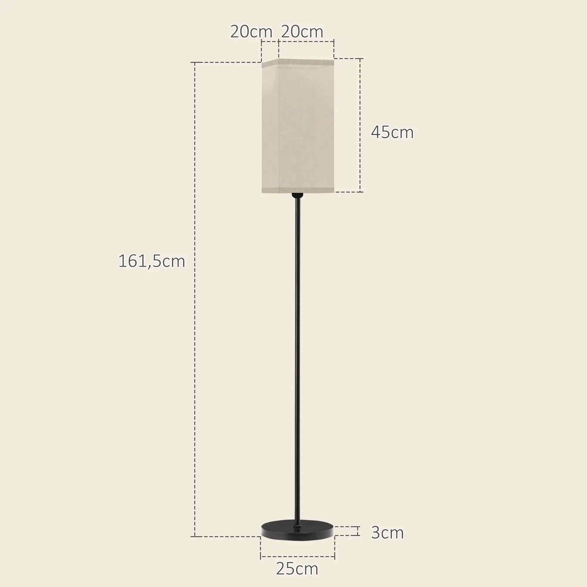 HOMCOM Lampada da Terra con Interruttore a Pedale e Paralume Effetto Lino