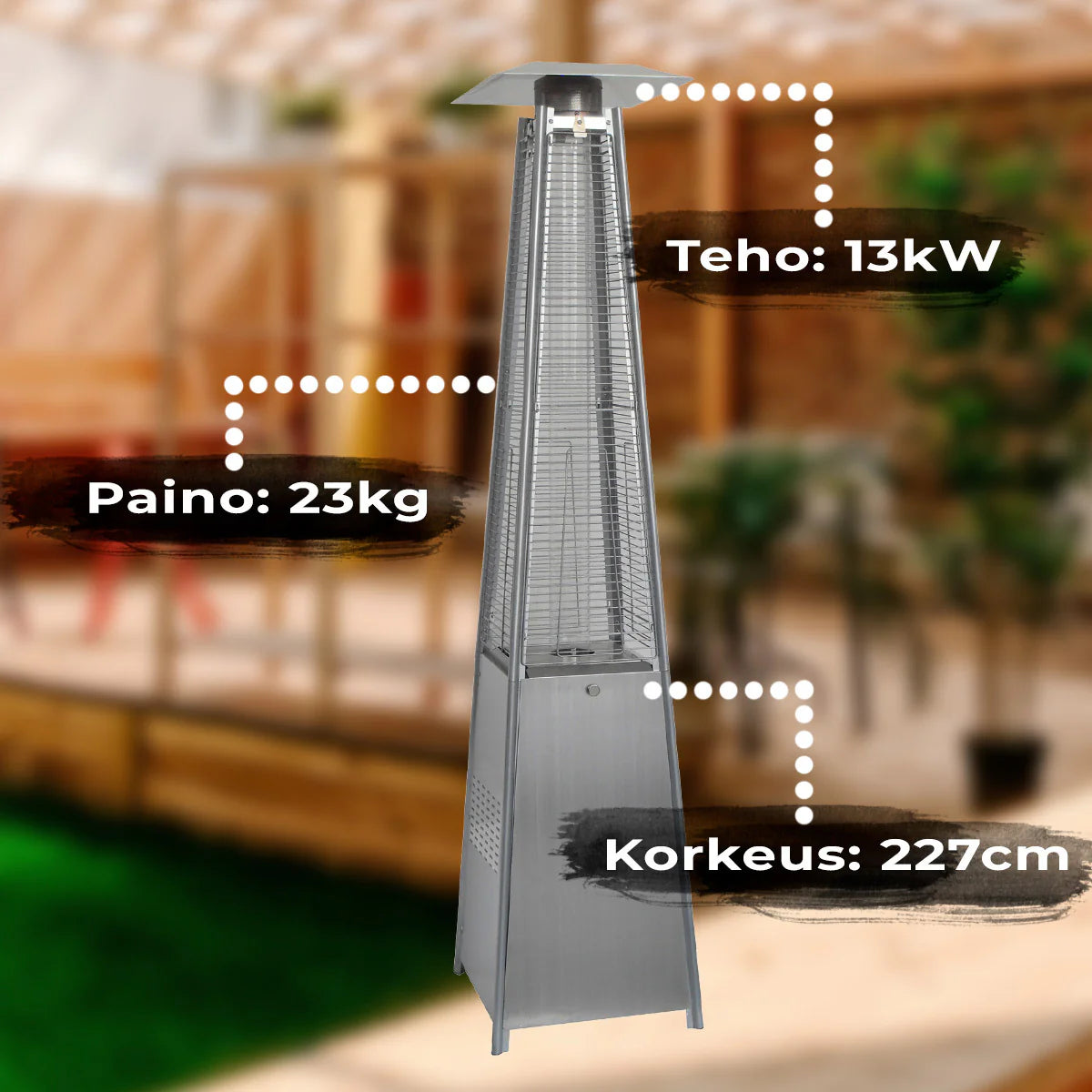 Fornorth Heizstrahler Pyramid 13kW gasbetrieben, edelstahl
