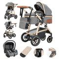 Gcarebb Passeggino 3 in 1, Buggy con Ovetto, Set Completo Passeggino Regolabile in Altezza, Passeggino Combinato con Telaio in Alluminio per Neonati 0-4 Anni