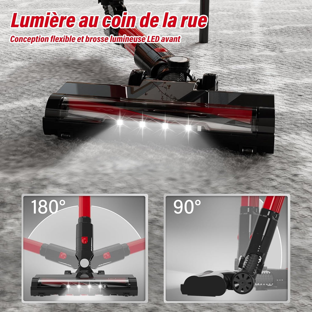 Stanew Aspirapolvere Portatile Senza Fili, 30Kpa, 320W, Pieghevole, 40 Min. di Autonomia, LED, per Peli di Animali, Tappeti, Auto, Pavimenti Duri, Divani, ecc. (ST-609-ZD)