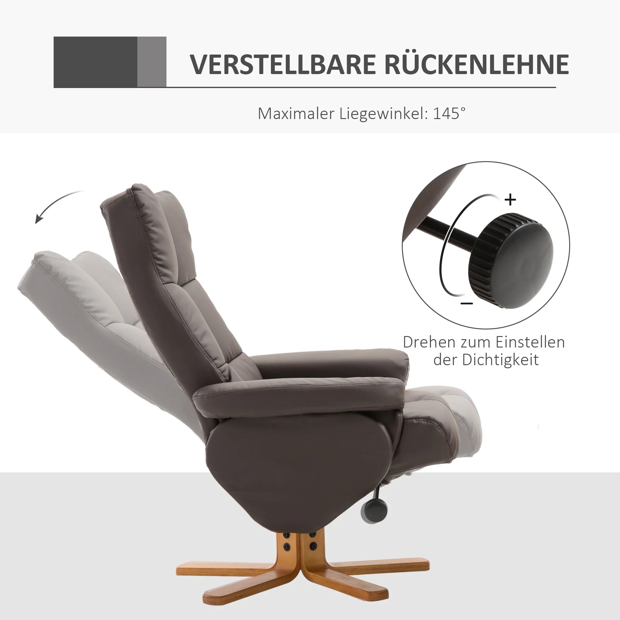 Poltrona Relax HOMCOM con Sgabello Contenitore, Girevole a 360°, Marrone