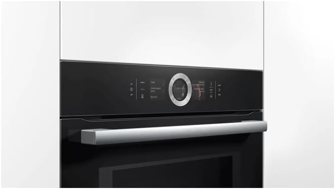 Bosch HMG7361B1, Serie 8 Forno da incasso intelligente con funzione microonde, 60 x 60 cm, Made in Germany, Nero, Air Fry, Anello di controllo digitale, Display touch, Programmi automatici, Supporto per la pulizia