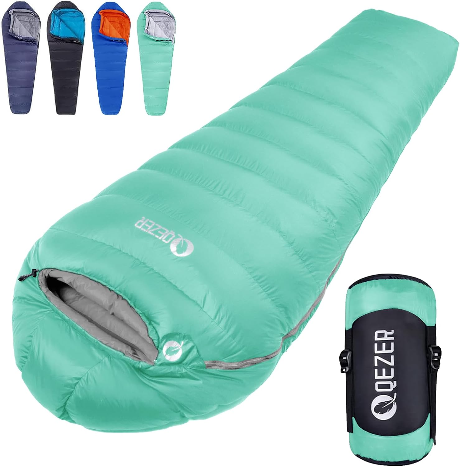 QEZER Daunenschlafsack Warmer Winter Schlafsack Outdoor -8°C bis -23°C 4 Jahreszeiten Mumienschlafsack für Erwachsener und Jugendliche Camping Outdoor und Indoor