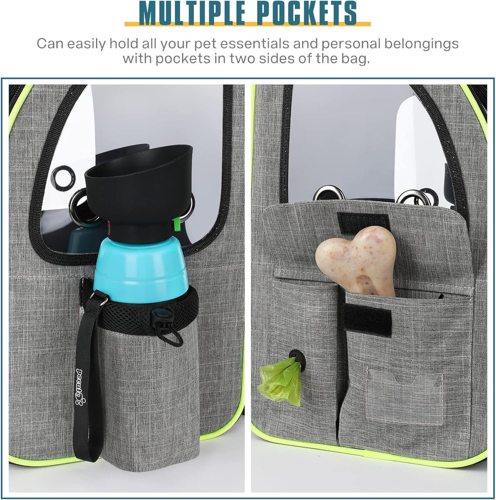 pecute Hunderucksack Erweiterbar, Faltbar Katzenrucksack Katzen mit Anti-offener Reiverschluss, Rucksack Hund mit Netz Fenster Grau XL, für Hunde Katzen Haustiere (40 * 33 * 49cm)