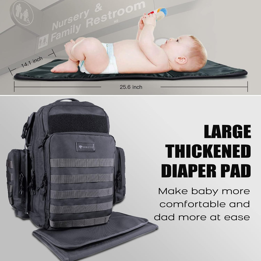 Borsa per pannolini Dinictis Dad, zaino fasciatoio da uomo con fasciatoio, zaino fasciatoio militare