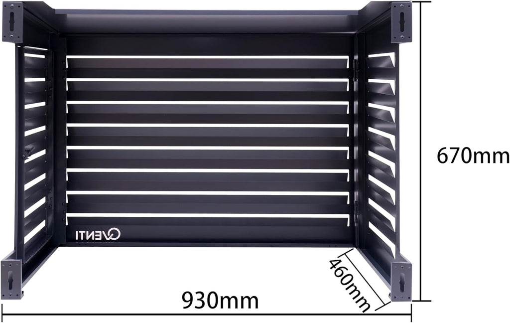 Copertura Qventi per condizionatore - Antracite/Grigio - Alluminio - Griglia di protezione - Rivestimento - Facile montaggio - Taglia S - Dimensioni esterne (LxPxH): 100 x 50 x 75 cm