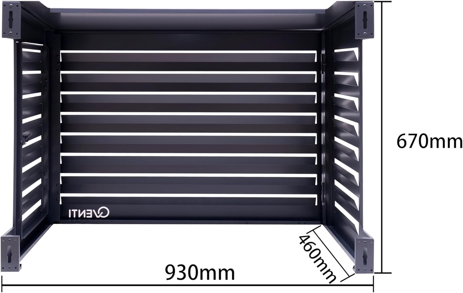 Copertura Qventi per condizionatore - Antracite/Grigio - Alluminio - Griglia di protezione - Rivestimento - Facile montaggio - Taglia S - Dimensioni esterne (LxPxH): 100 x 50 x 75 cm