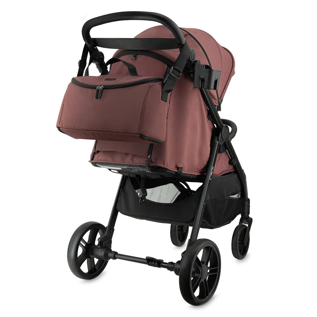 MoMi Passeggino CLARA, Passeggino dai 6 mesi in su, fino a 22 kg di peso corporeo, cintura di sicurezza a 5 punti, sacco coprigambe, portabicchieri, cestino della spesa, borsa per il cambio, zanzariera e parapioggia