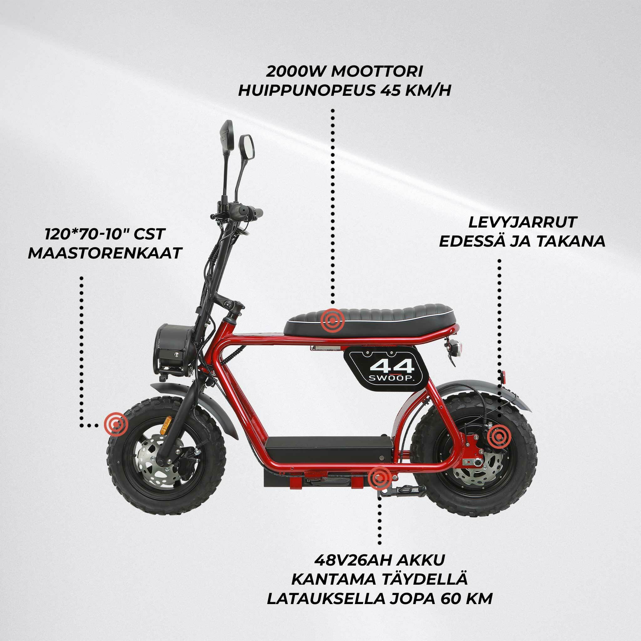 Monopattino elettrico Swoop Turbo 2000W, rosso