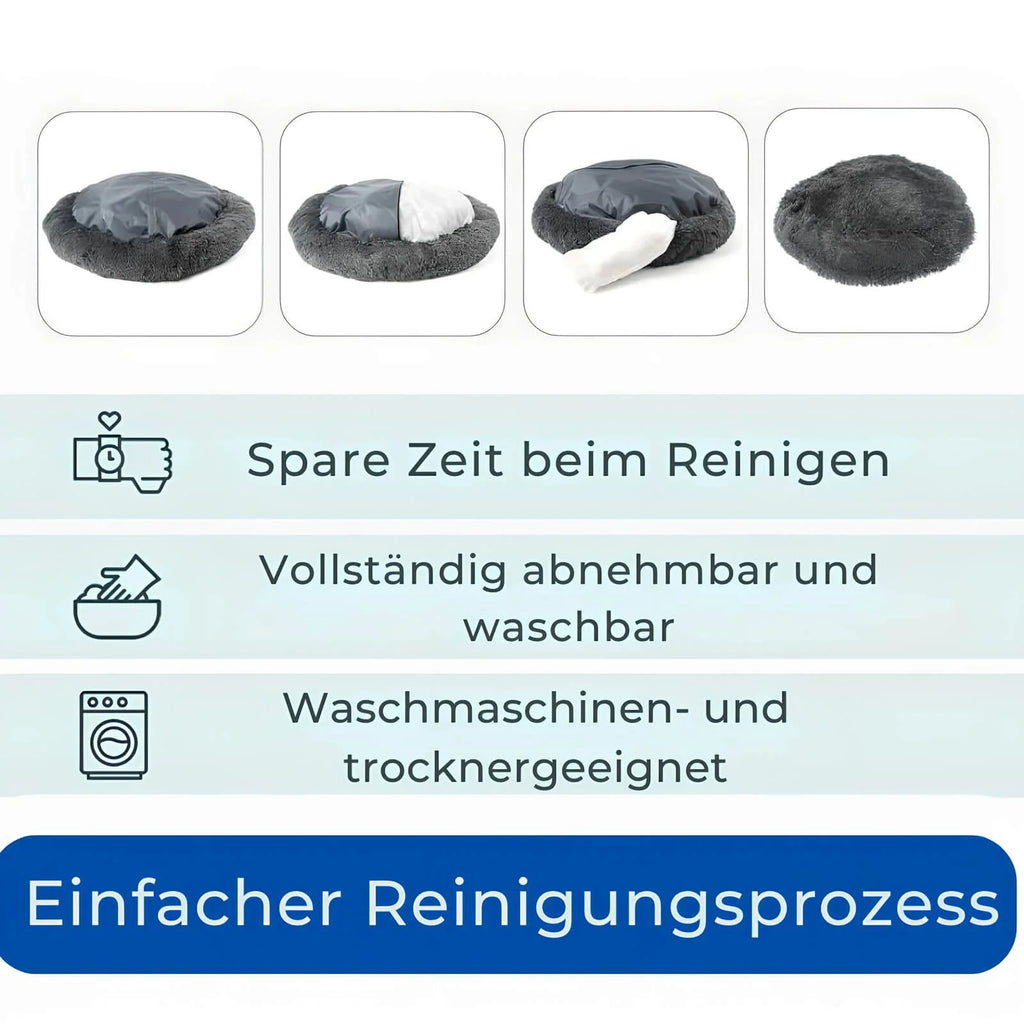 Komfortables, rundes Kuschelbett – Weiches Beruhigungsbett für Hunde