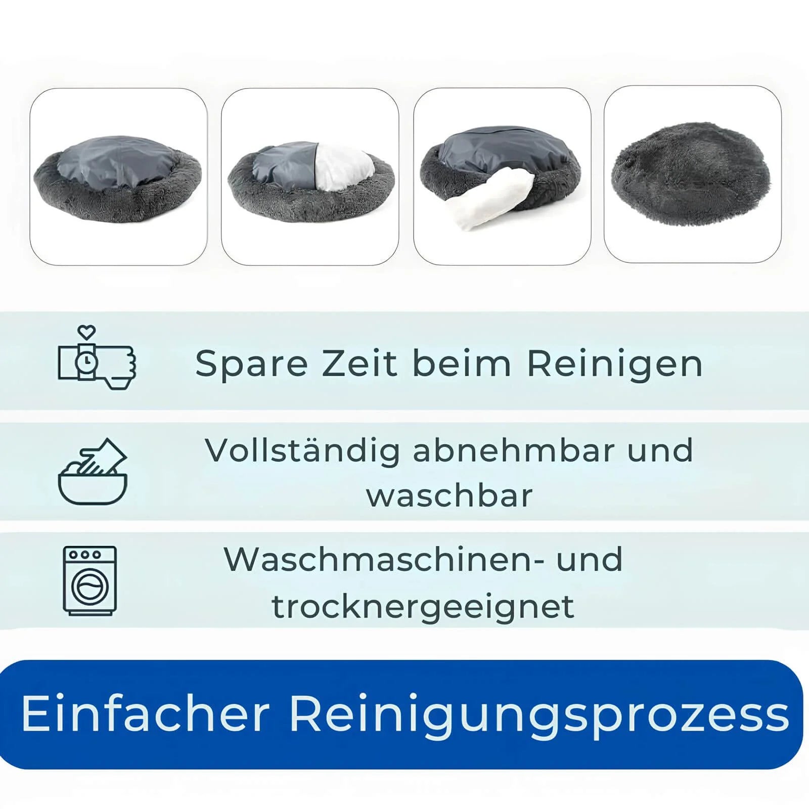 Komfortables, rundes Kuschelbett – Weiches Beruhigungsbett für Hunde