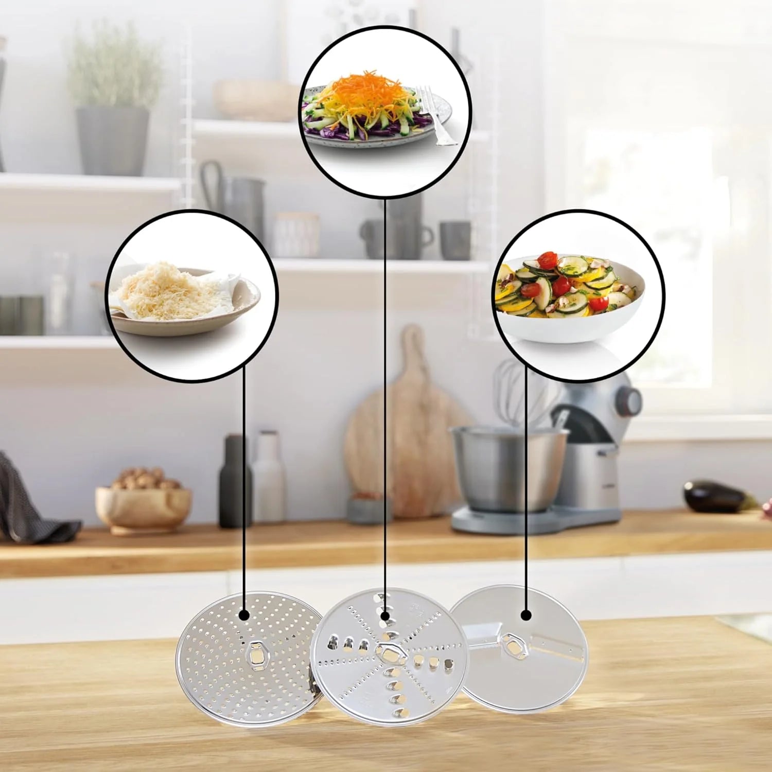 Bosch Robot da cucina Serie 4 MUM56340, Ciotola 3,9 L, Frullatore 1,25 L, Tritacarne, Spremiagrumi, Movimento planetario, Gancio per impastare, Frusta, Sbattitore, Tagliaverdure continuo, 3 dischi, 900 W, Argento/Grigio