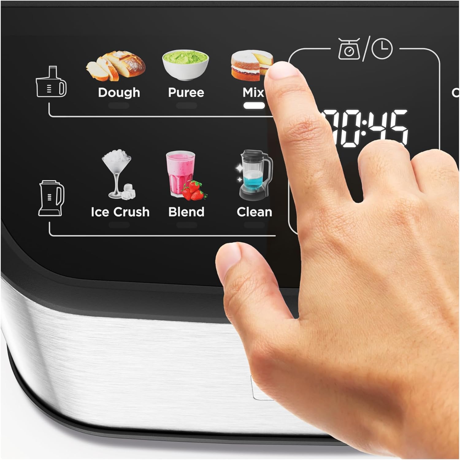 Kenwood MultiPro OneTouch FDM73.480SS – 2-in-1 Kompakt-Küchenmaschine & Mixer, 6 Zubehörteile, 6 Automatikprogramme, Variable Geschwindigkeit & Pulse-Funktion, Integrierte Waage, 1000 W, Silber