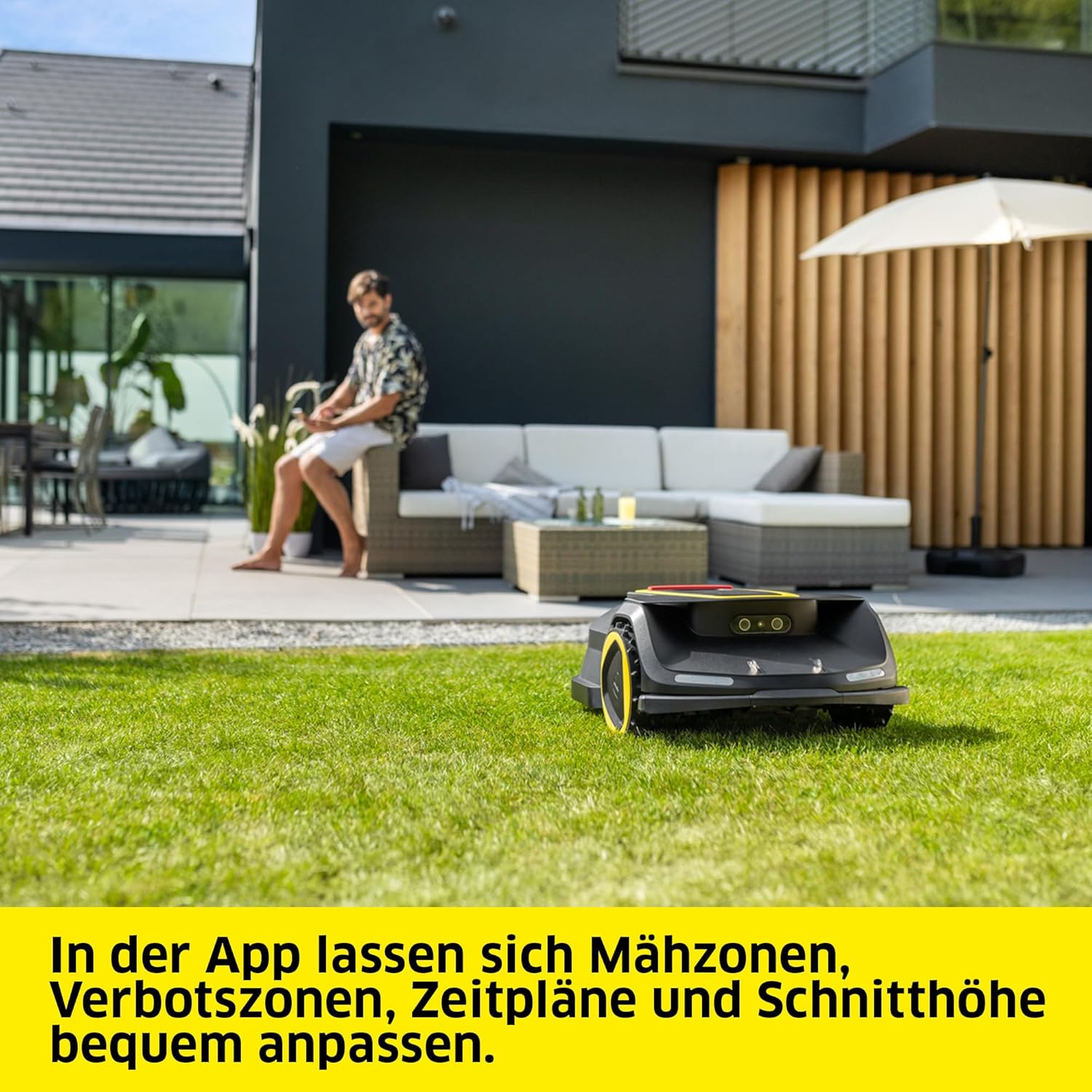 Kärcher Akku-Rasenmäher LMO 2-18, Grasfangbehältervolumen 30 l, 5 stufige Schnitthöhenverstellung 3.500 U/min, ohne Akku und Ladegerät, gelb