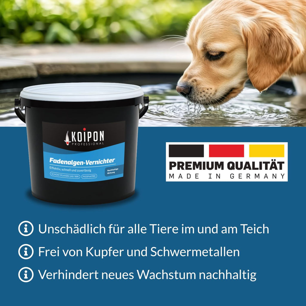 KOIPON Anti-Alghe a Filamento 25 kg, Antialghe Senza Fosfati, per la Lotta alle Alghe e Contro la Crescita di Alghe a Filamento nei Laghetti da Giardino