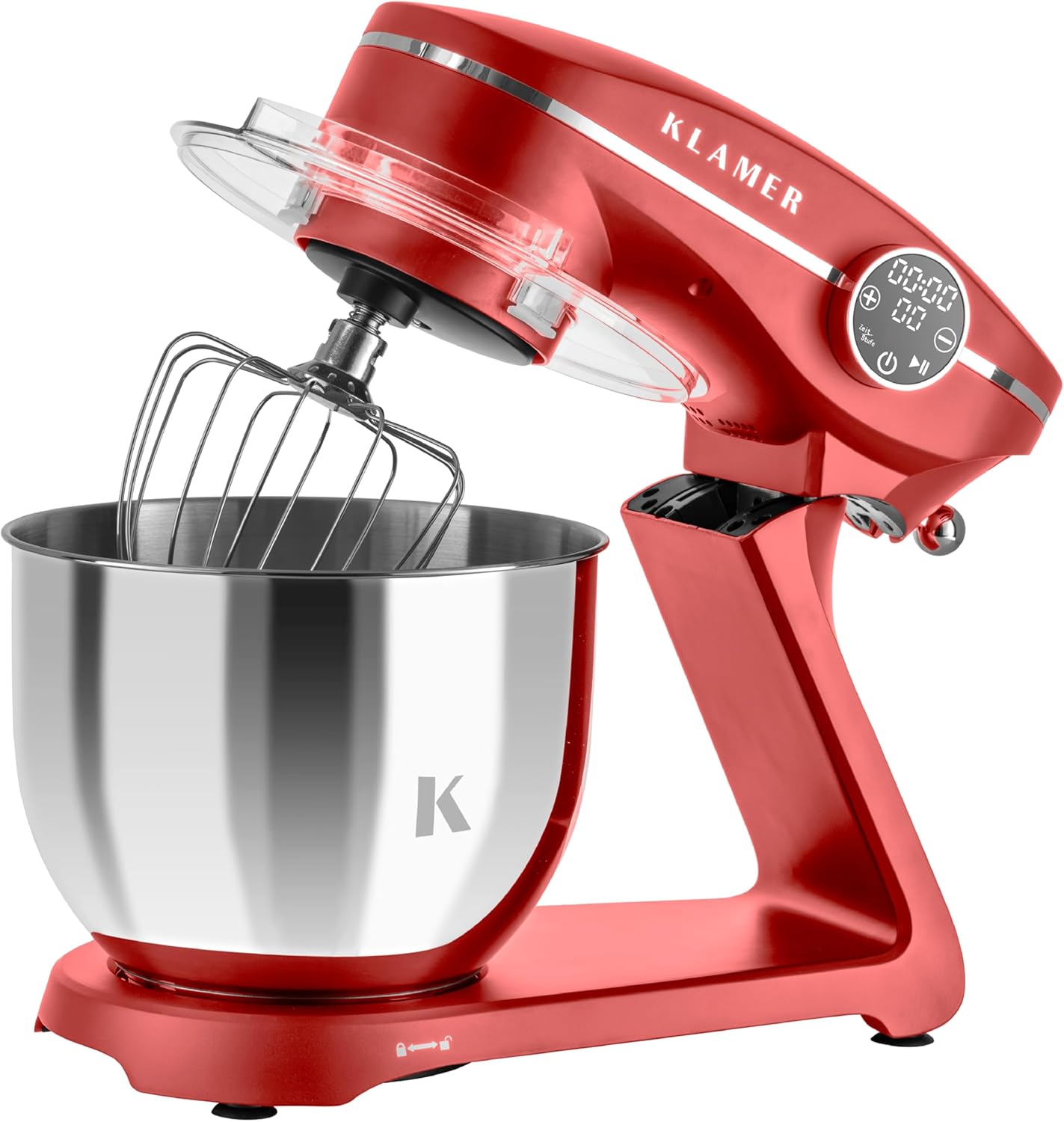 Impastatrice Planetaria KLAMER 1800W, con Ciotola in Acciaio Inossidabile da 6 Litri, 10 Velocità con Timer, Frusta a Filo, Gancio Impastatore, Frusta Piatta e Paraspruzzi
