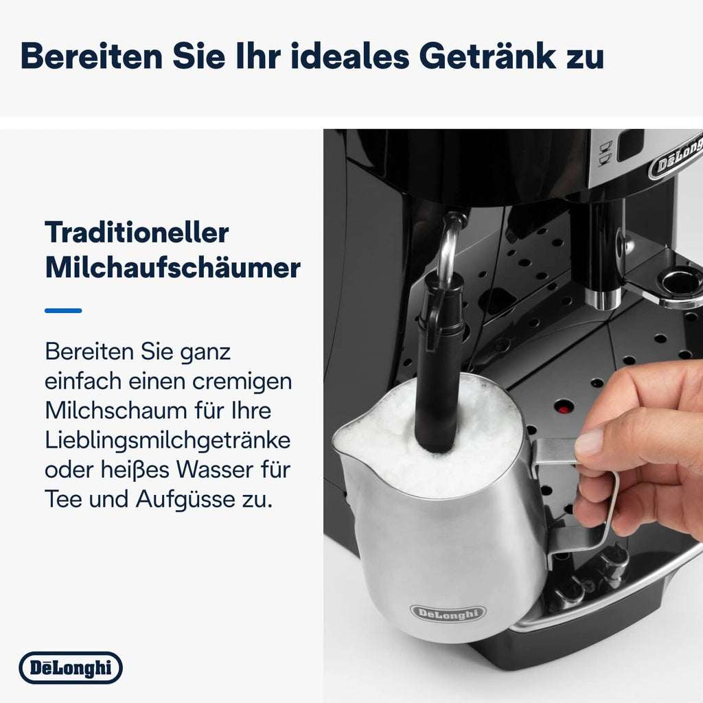 De'Longhi Magnifica Start ECAM222.60.BG, Macchina da Caffè Automatica con Sistema LatteCrema per Cappuccino Automatico, 4 Tasti di Selezione Diretta, Pannello di Controllo Soft-Touch, Funzione x2, 1450W, Nero/Grigio