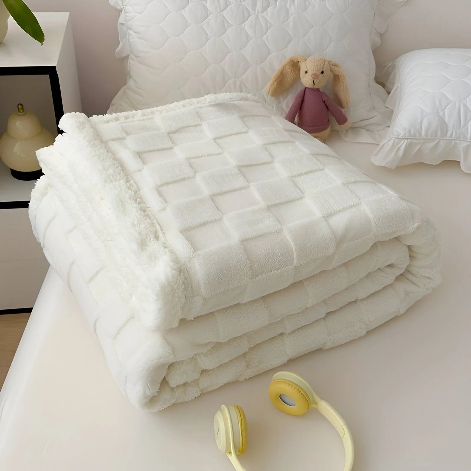 CozyCheck Plaid - Coperta in Pile Reversibile, Spessa e Termica per l'Inverno