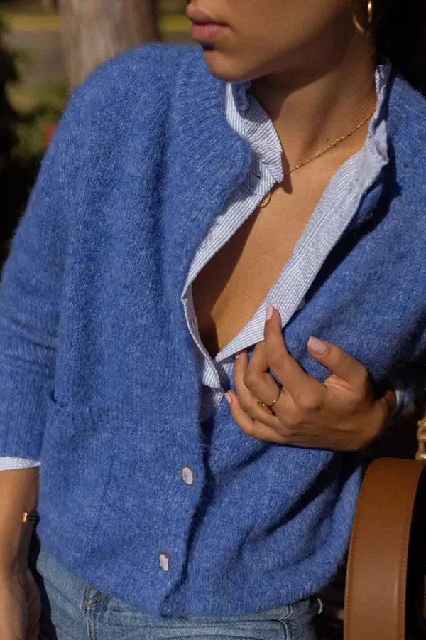 Lozenda - Cardigan Semplice con Scollo Rotondo