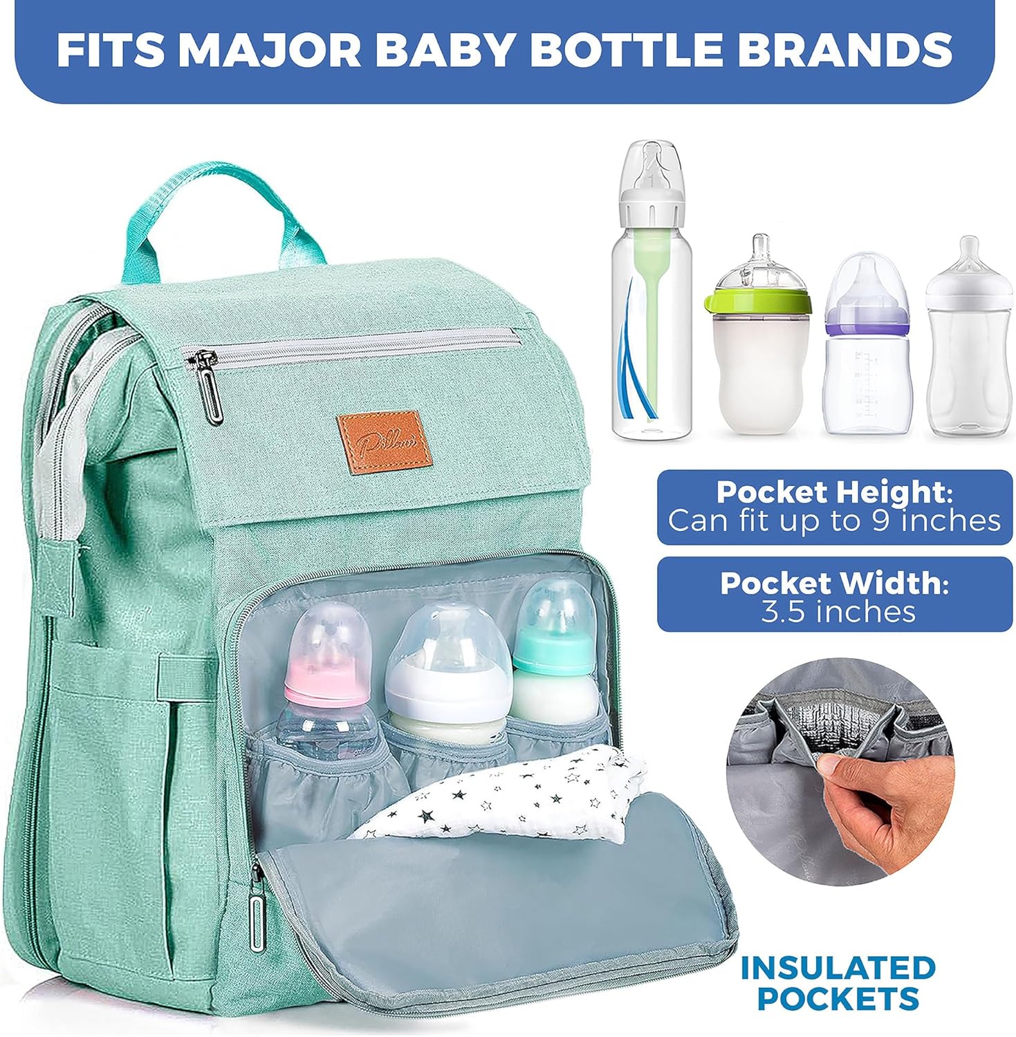 PILLANI Zaino Fasciatoio per Bebè – Borsa Fasciatoio per Neonati, Borsa Grande per Pannolini da Viaggio con Fasciatoio – Ricerca Lista Nascita & Regali per la Doccia, Neonato