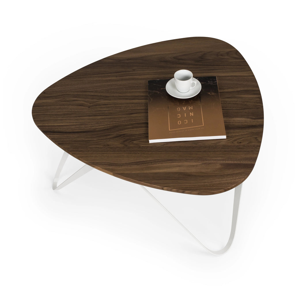 Tavolino PLEKTRON in legno massello noce Bianco puro