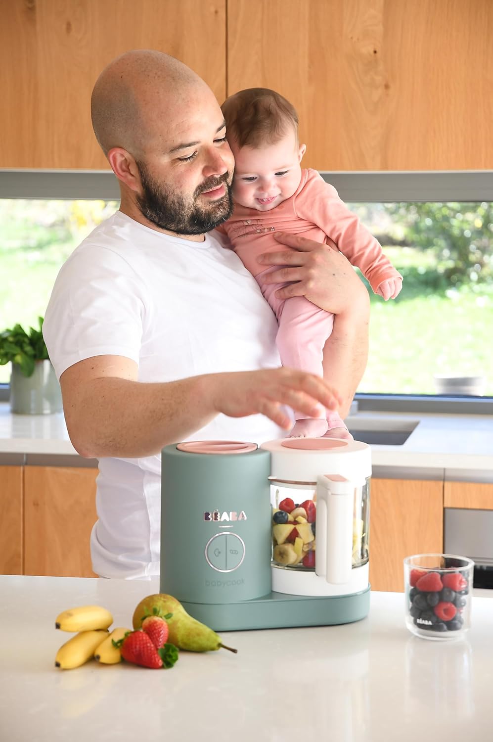 Béaba - Babycook Neo - 6 in 1 Babynahrungszubereiter - Schonender Dampfgarer - Glaskrug und Garkorb aus Edelstahl - Mineralgrau