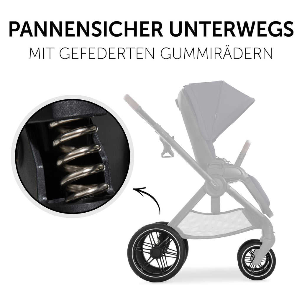 hauck Kinderwagen mit Beindecke Walk N Care ab Geburt bis 22 kg mit Liegefunktion, Becherhalter, Sitz Wendbar & Höhenverstellbar, Gummireifen, Teleskopgriff, UPF 50+, Zusammenklappbar (Dark Navy Blue9