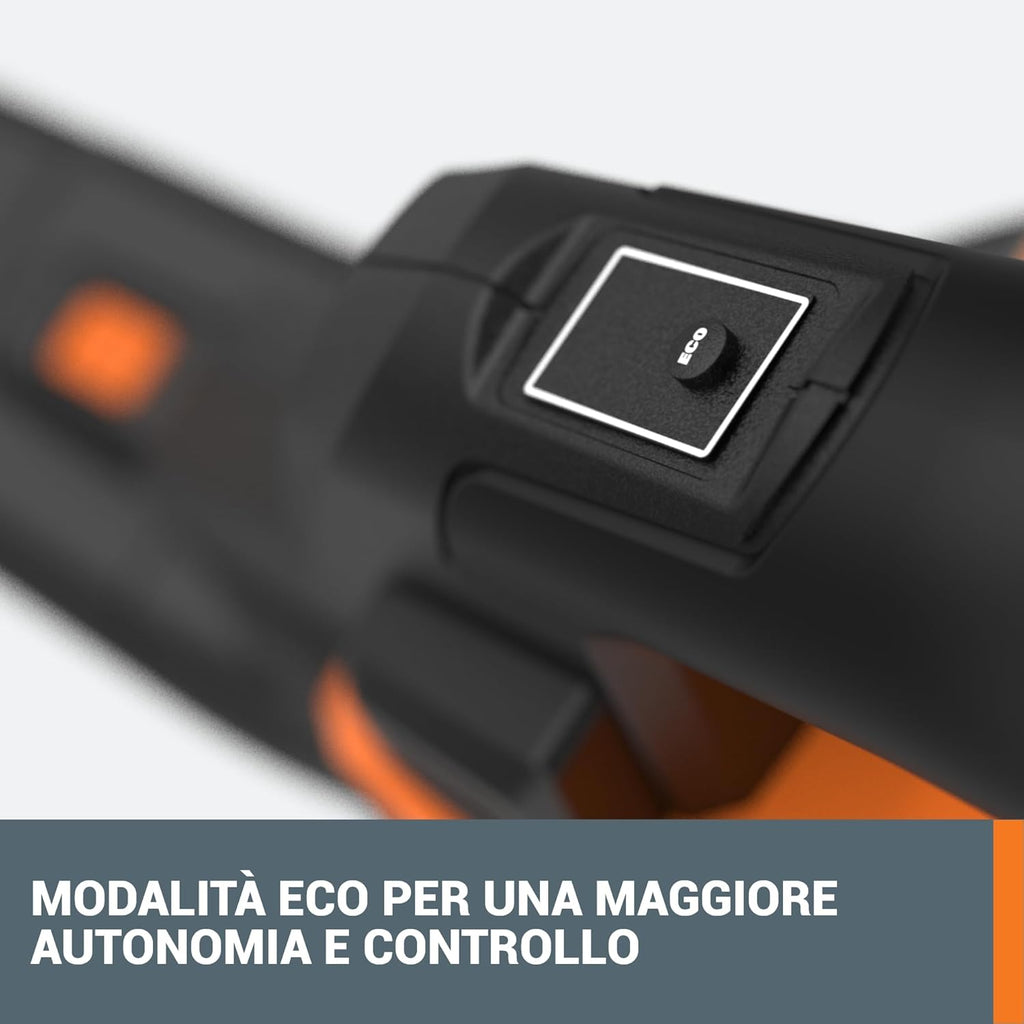 WORX WG583E.9 Soffiatore/Aspiratore per Foglie a Batteria 40V (2x20V) - 2 in 1 per Spazzare e Aspirare le Foglie - Sacco di Raccolta da 35L - Senza Batteria e Caricabatterie, Nero / Arancione