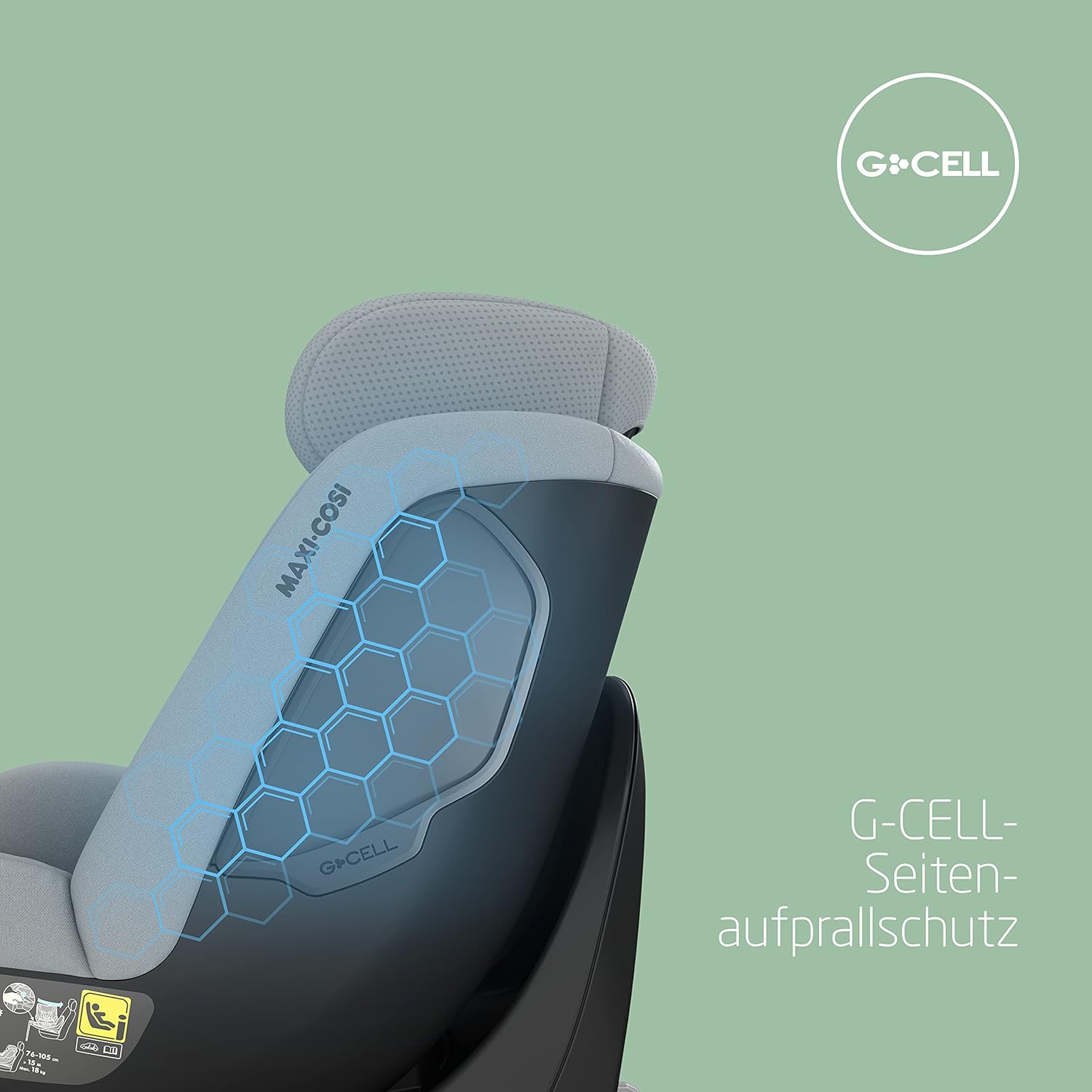 Maxi-Cosi Mica 360 S, Autositz 360 Grad drehbar, 3 Monate– 4 Jahre (61–105 cm), i-Size Baby Autositz, FlexiSpin Drehung, 5 Liegepositionen, G-CELL Schutz, Easy-in Gurthaken, Tonal Graphite
