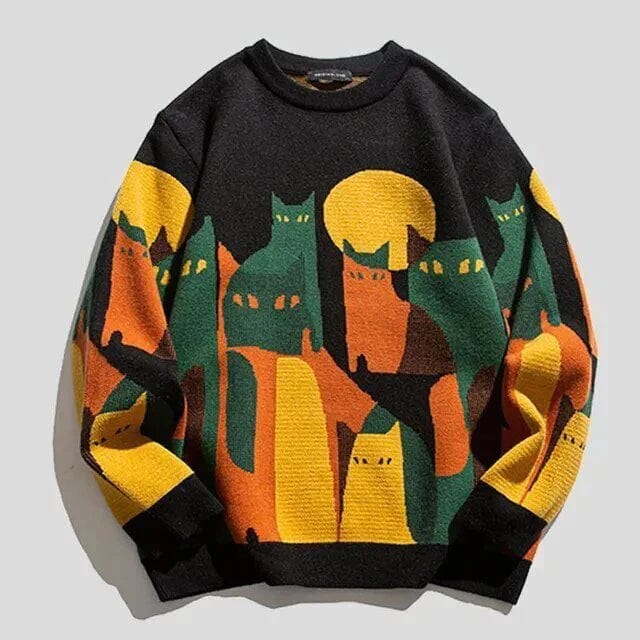 Maglione da donna con fantasia gatto