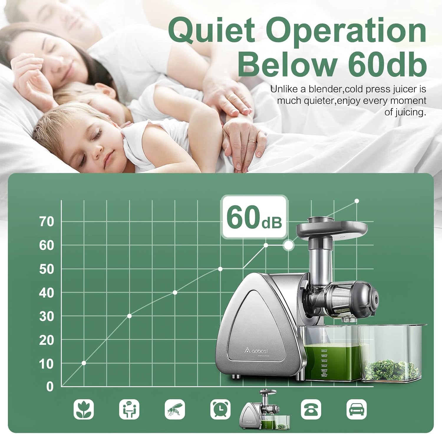 【Neues】Entsafter AOBOSI-Slow juicer mit 2 Geschwindigkeitsstufen-Entsafter gemüse und obst mit 8 stufiger Schnecke-Saftpresse mit Reinigungsbürste&2 Bechern-Obstpresse mit Reversierfunktion