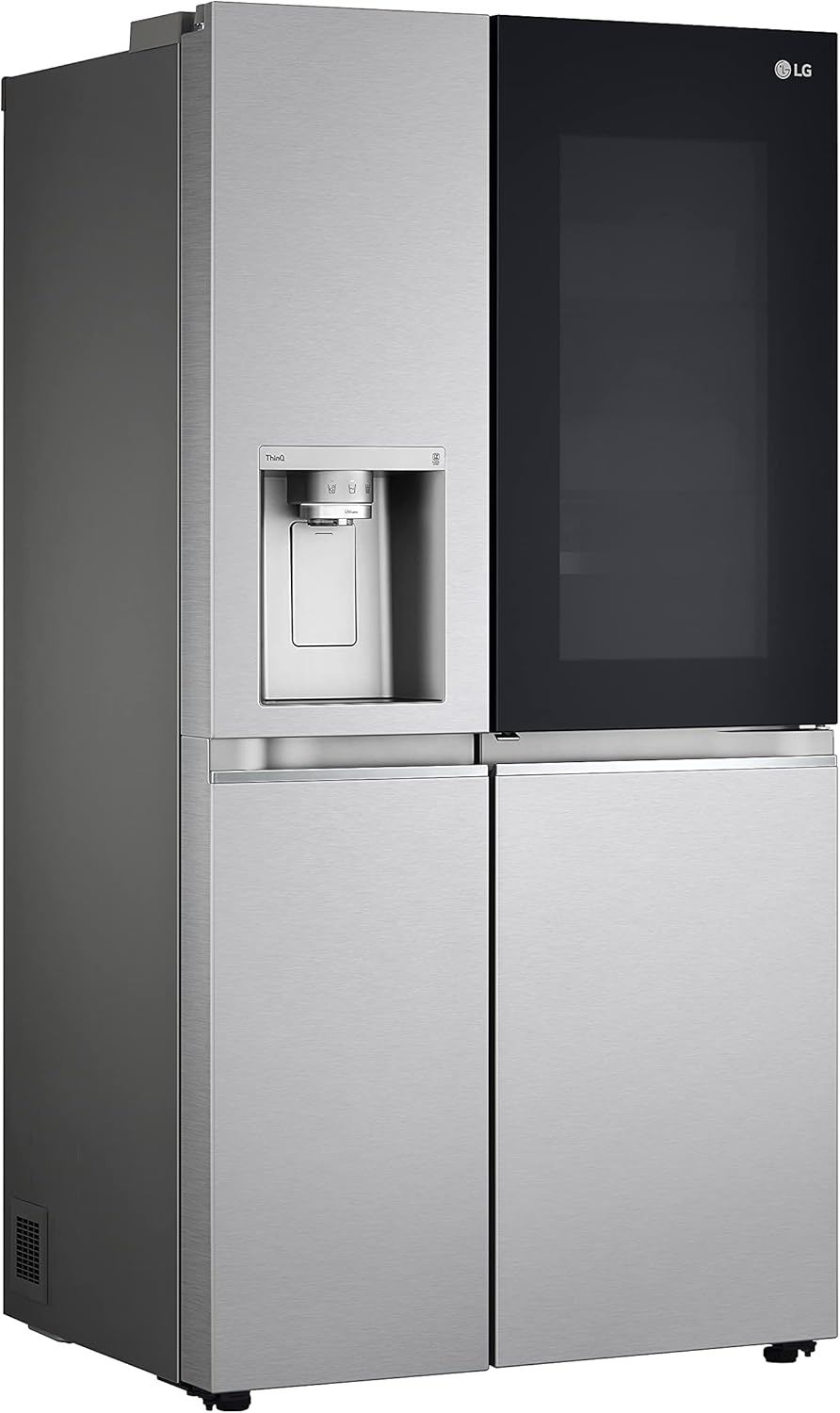 LG GSGV81PYLL Frigorifero Side by Side, Classe E, 635 L, Instaview, Frigorifero con congelatore, Dispenser ghiaccio, ghiaccio tritato, acqua, Total NoFrost, Smart Inverter Compressor, Wi-Fi