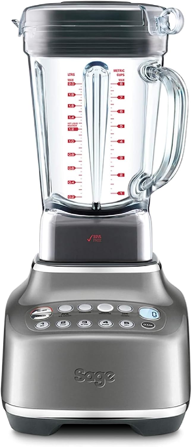 Sage - The Q - Schneller, leistungsstarker Mixer - 2400 W Standmixer, 4 One-Touch-Programme, 300 km/h Umdrehungsgeschwindigkeit - 2L Fassungsvermögen, 5 Geschwindigkeitsstufen - Smoked Hickory